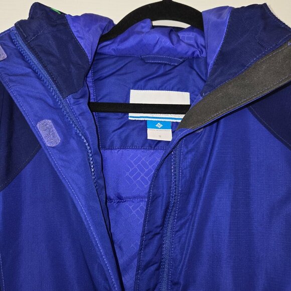 Columbia Y2K Ladies Hooded Jacket size S Omni-Shield Dark And Bright Blue - Picture 7 of 9